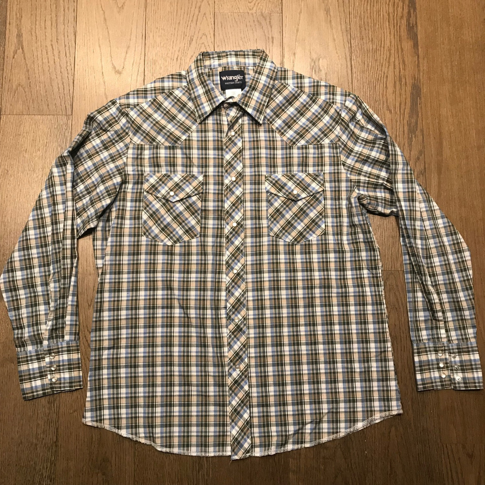 Vintage Wrangler Plaid Shirt -- Mens L
